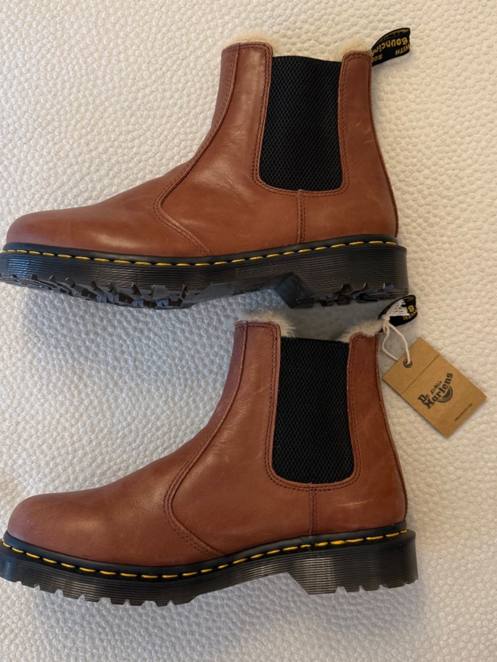 Dr. Martens 2976 Leonore WarmWair Fur Lined Chelsea Boots Brown 11